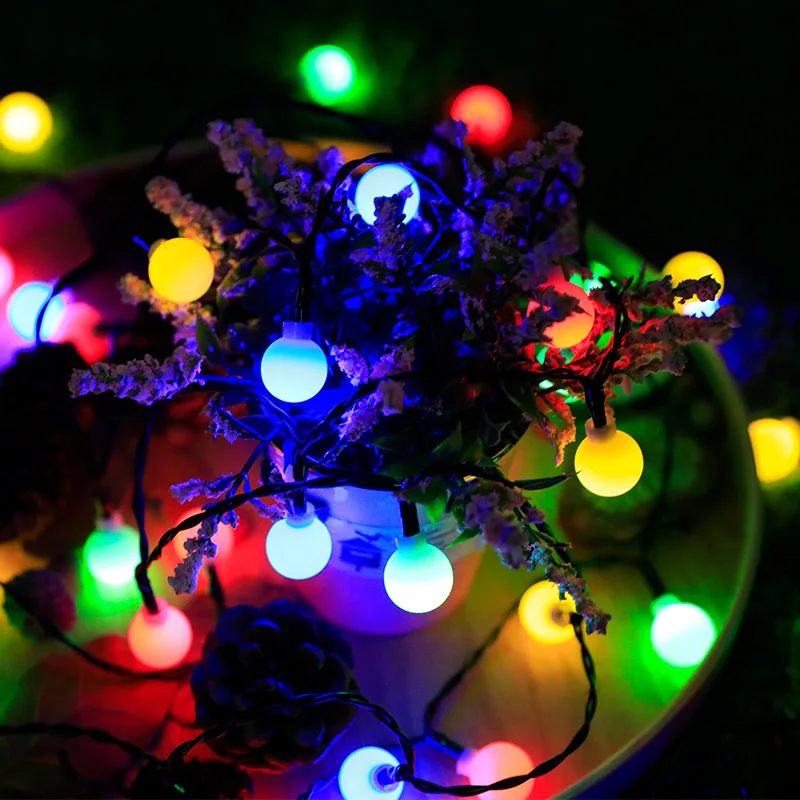 Y2K Solar String Lights Courtyard Christmas Decorations Sand Ball Led Lights Outdoor Waterproof Powered Patio Light 283