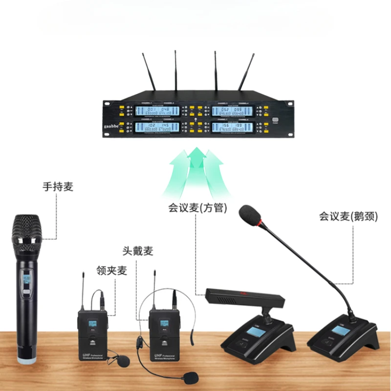 Professional One Drag Eight Wireless U-Band Microphone UHF Conference Gooseneck KTV Microphone Host Collar Clip Headwear