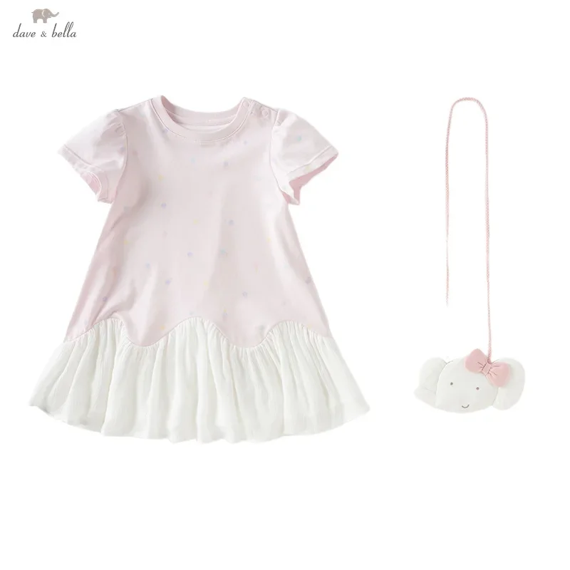 Dave Bella Summer Girl's Dress Elegant Gentle Sweet Cute Children's Princess Dress Fashion Casual Cool Party Outdoor DB2251953
