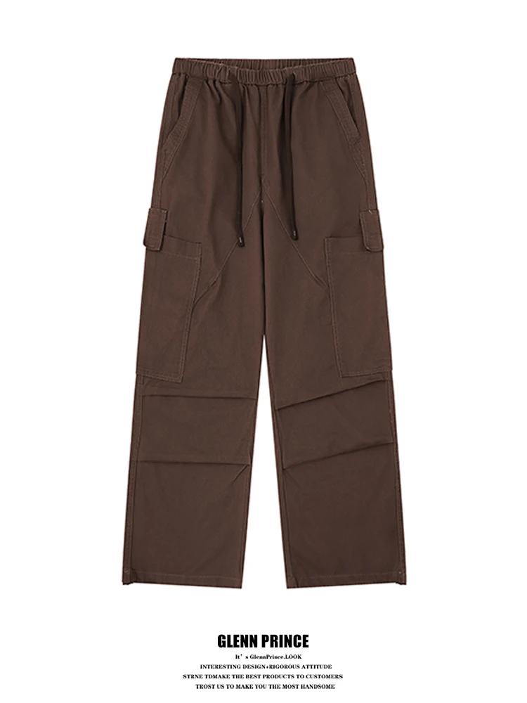 

Мужские повседневные свободные брюки в американском ретро-стиле с плиссировкой, прямые, модные, из хлопка