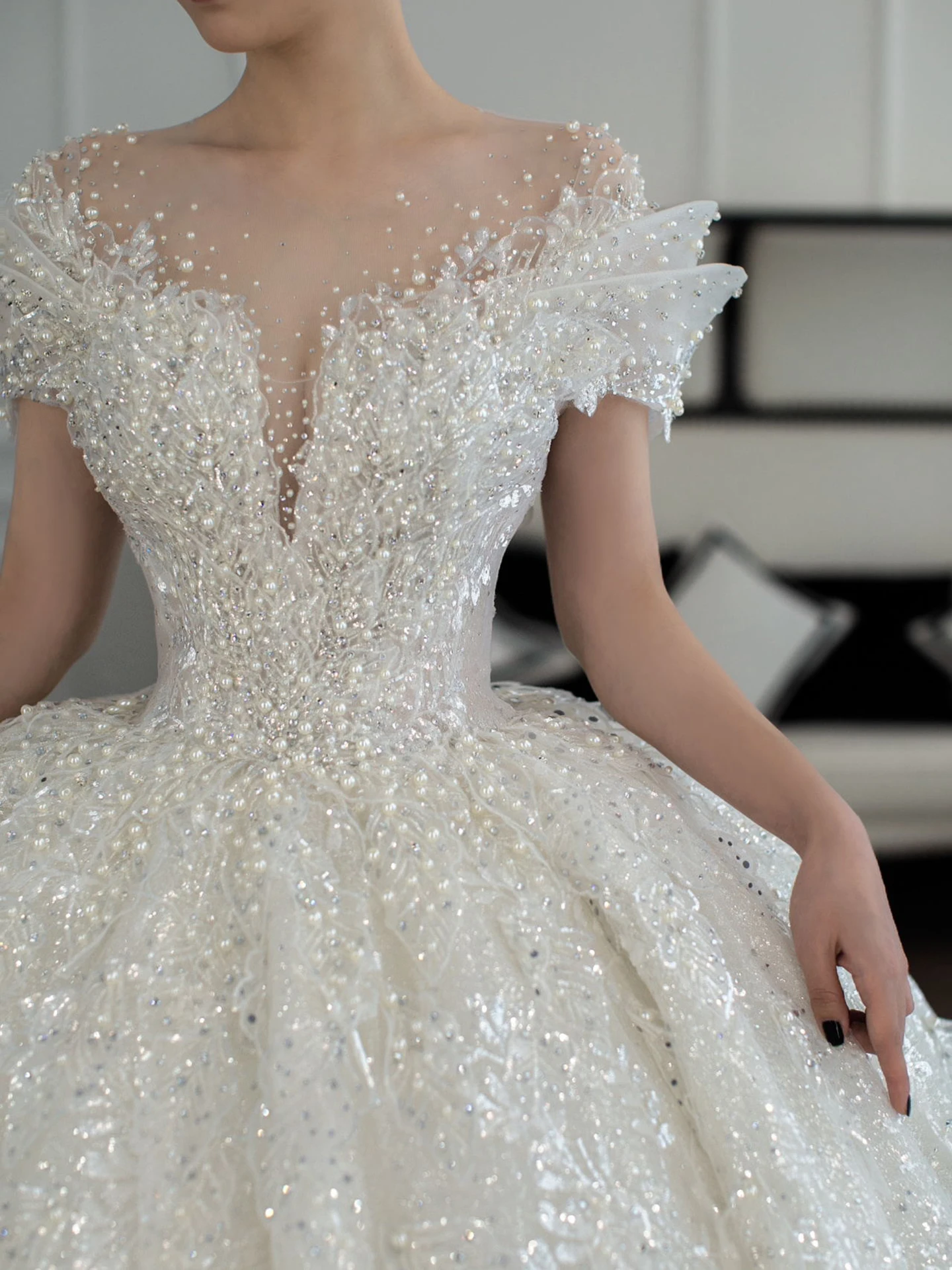 

Ele One-oulder Wedding Dr Heavy Embroidery Bridal Gown Luxury Sensation plus Size Long Train Floor Length Gown