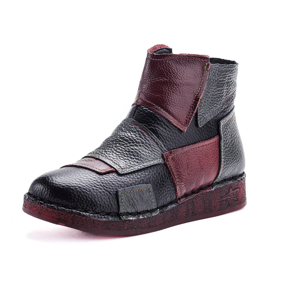 Women winter waterproof snow shoes woman luxury patches ankle boot ladies brand plush booties New authentic cow leather boots