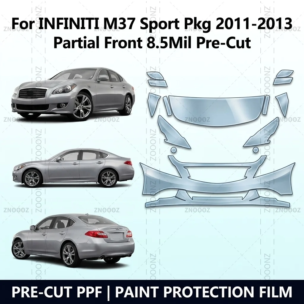 For INFINITI M37 Sport Pkg 2011-2013 Partial Front 8.5Mil Pre-Cut PPF Kit TPU Self Healing Glossy Clear Anti Yellowing
