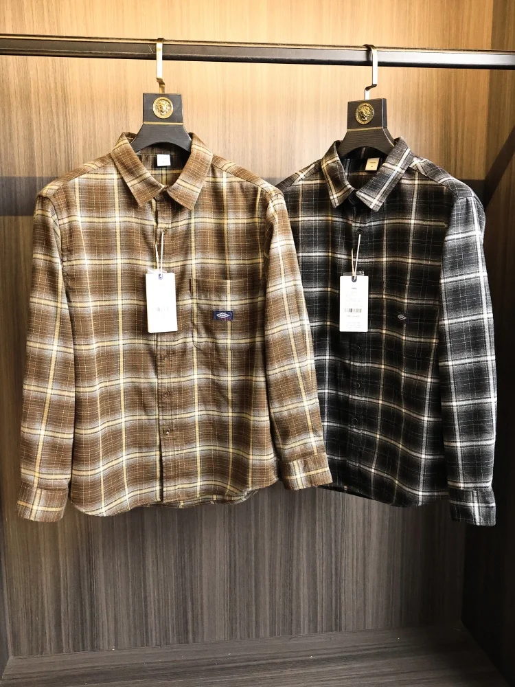 

Мужская рубашка в клетку премиум-класса с длинным рукавом, модная, в городском стиле, ретро, из приятной к телу ткани, приталенного кроя, на пуговицах, повседневная