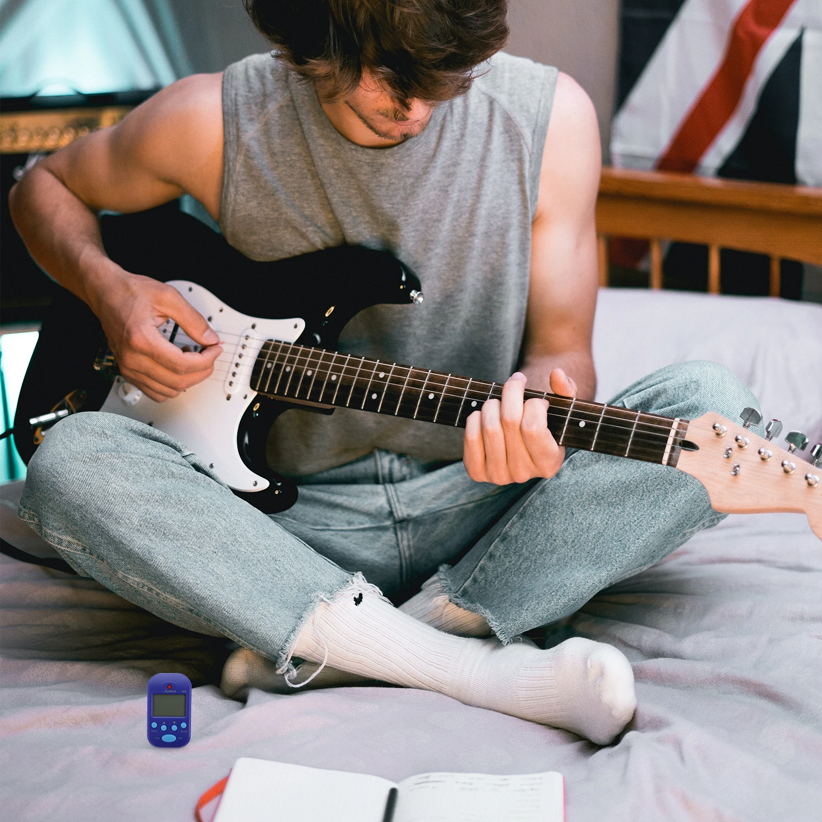

1pc Guitar Practice Electronic Metronome Sturdy Durable Precise Beat Simple Design Musical Instrument Tool for Beginner