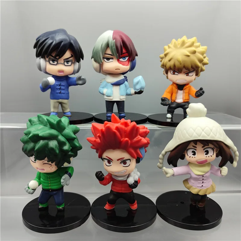 

My Hero Academia 6Pcs Cute Ver. Midoriya All Might Bakugou Shoto Ochaco Action Figure Boku no Hero Gift Doll Model decoration