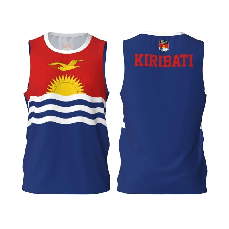 Kiribati Flag Basketball Tank Tops Summer Fashion National Emblem 3D Printed Sleeveless T Shirts Loose Quick Dry Sports Vest