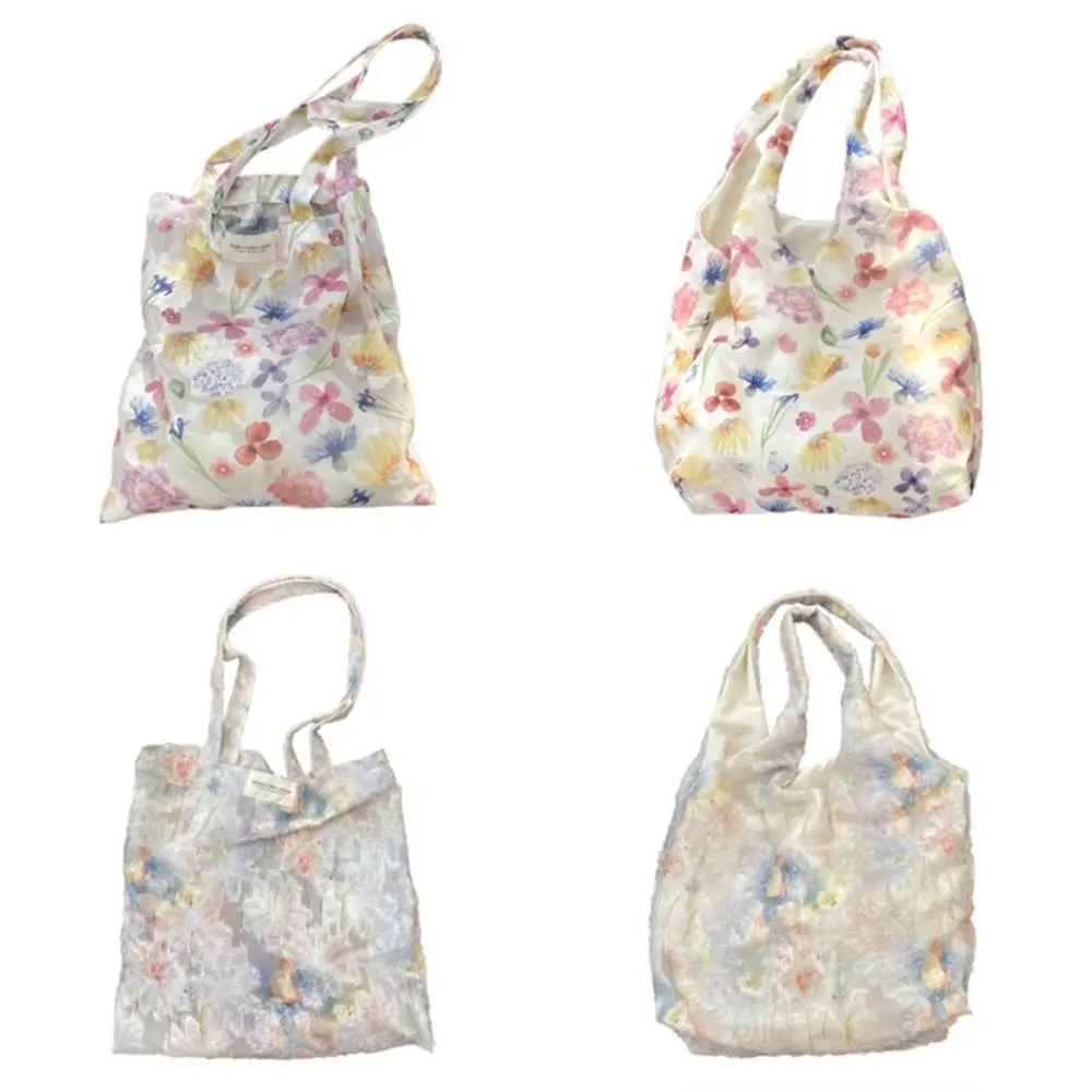 

Fashion Korean Style Floral Handbag Flower Printing Sweet Casual Tote Bags Cute Soft Women's Shoulder Bag Daily Use