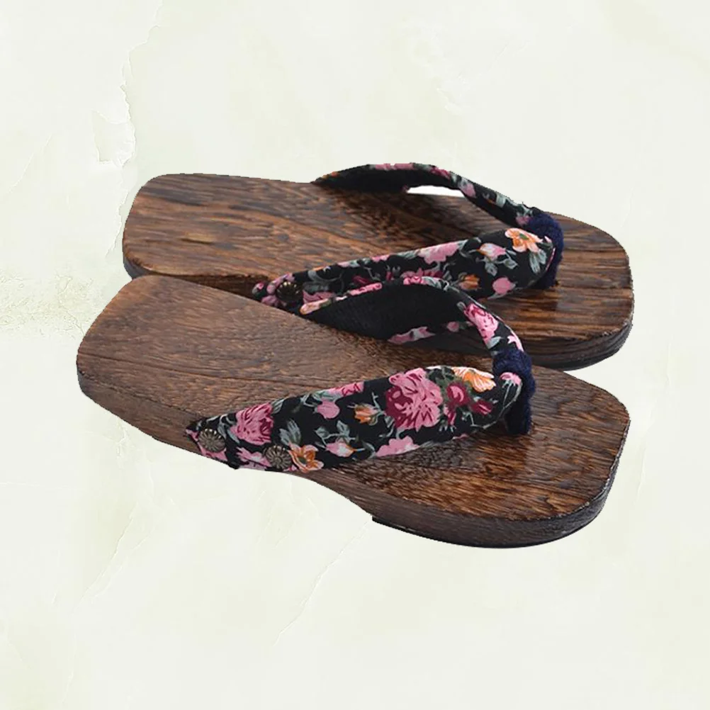 

1pcs Children Clogs Wooden Sandals Lightweight Eva Sole Plum Flower Print Lace Baby Slippers Size 22-34 Black