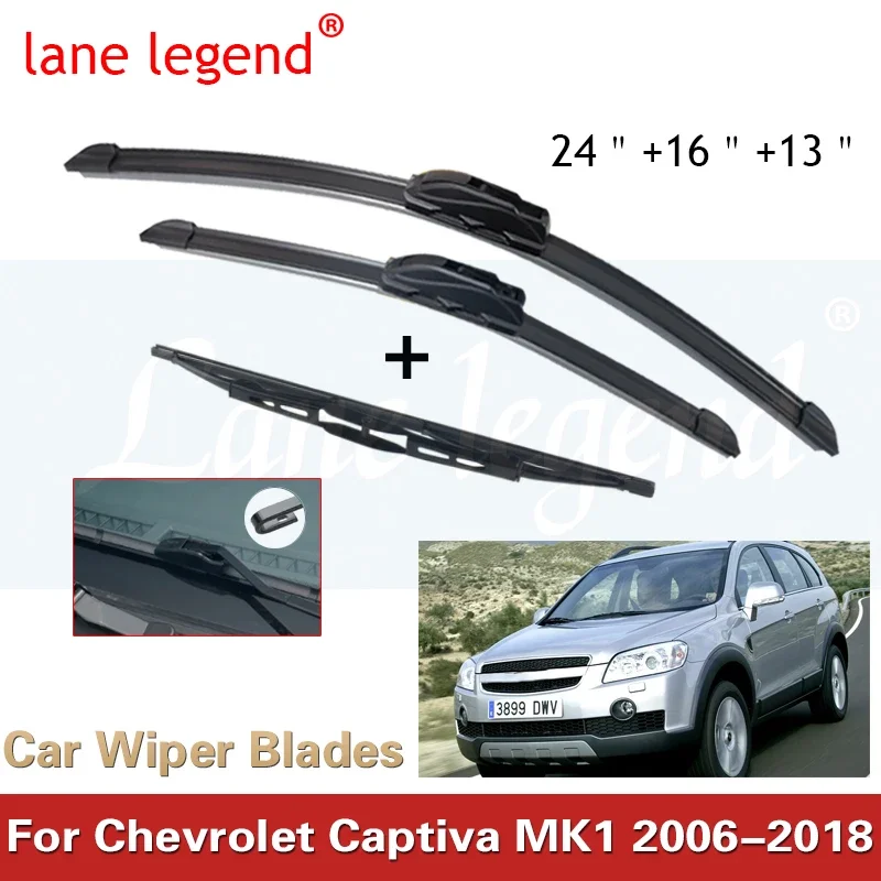 

For Chevrolet Captiva MK1 2006-2018 Car Front Rear Wiper Blades SoftRubber Windscreen Wipers Auto Windshield 24"16"13" 2016 2017