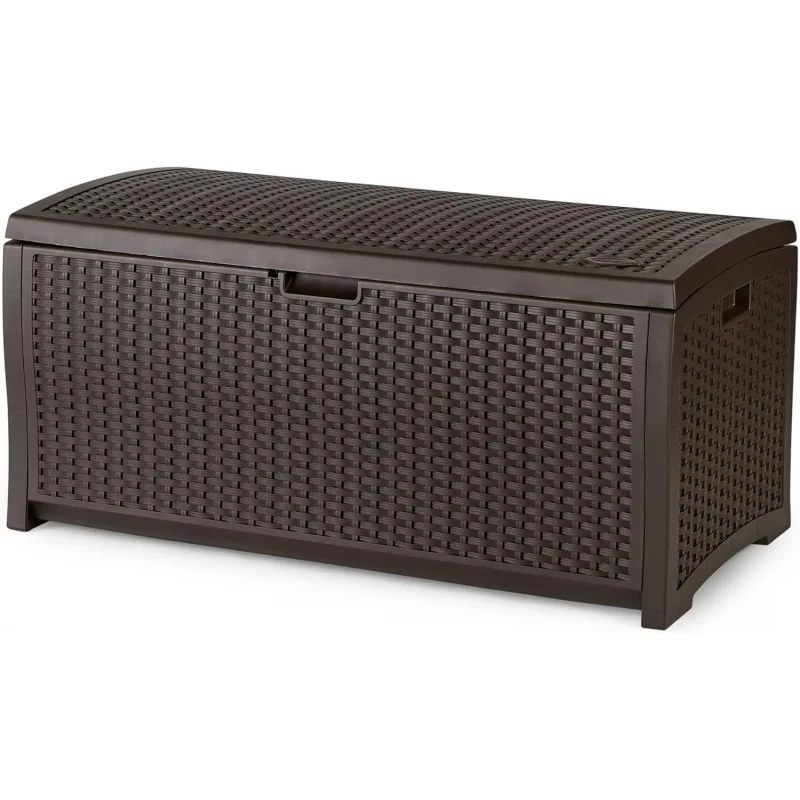 

73 Gallon Outdoor Waterproof Storage,Mocha Brown Resin Wicker Deck Box with Lockable Lid, Heavy-Duty Patio Storage Cu