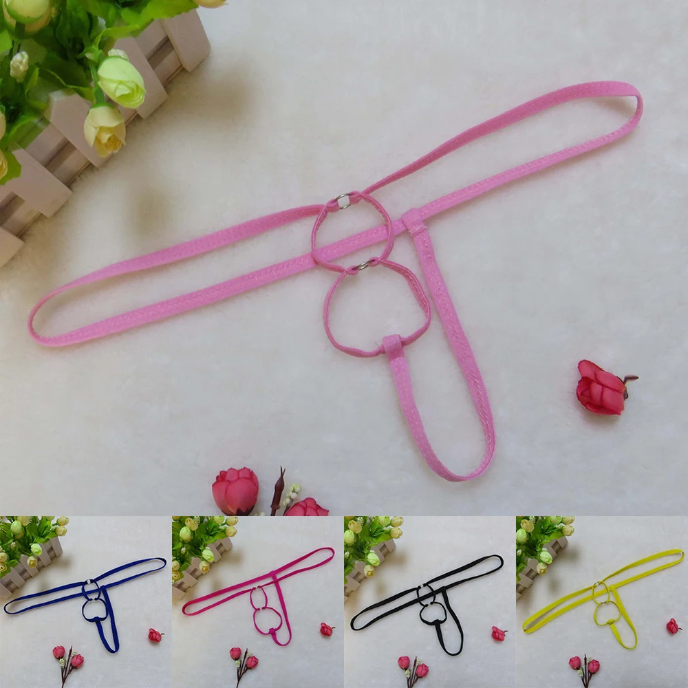 Mens Cock Ring Underwear G-string Thong 2 O Ring Penis Hole T-back Micro Bikini Erotic Lingerie Crotchless Thin String Panties