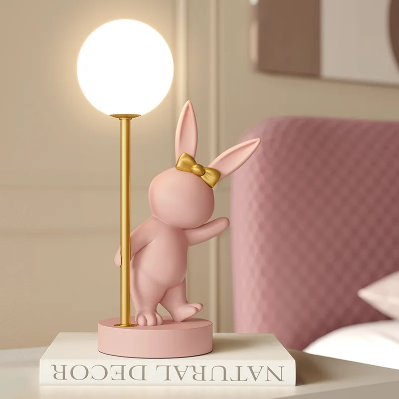 Imagem -02 - Nordic Designer Table Lamp Luxo Aniversário Presente Coelho Lâmpada Quarto Atmosfera Night Light Decoração Bonito Quarto Decoração Luz