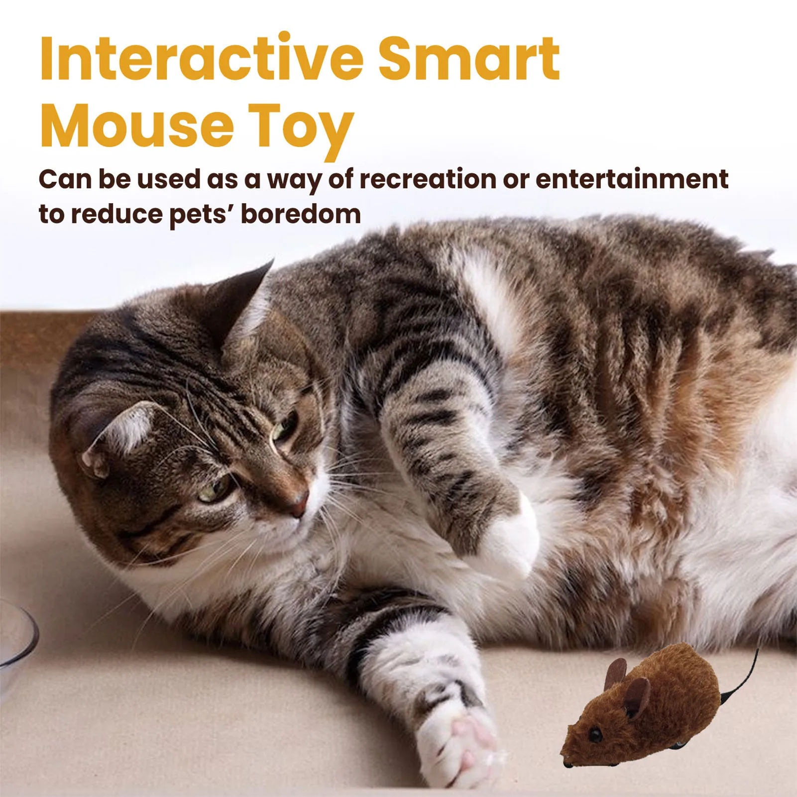 Interactive Cat Mouse Toy Automatic Robotic Mice Toy with Real Mouse Electronic Sound for Indoor Cats/Kittens