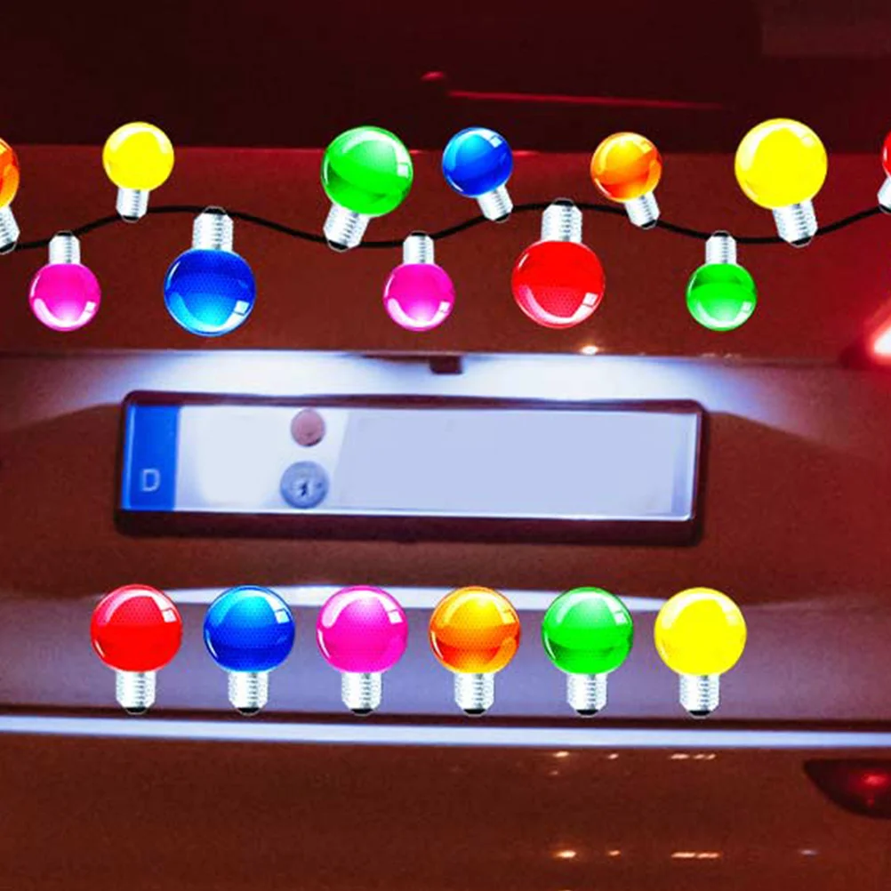 1 Juego de pegatinas de imanes de bombilla de coche de Navidad, decoraciones reflectantes para puerta de nevera, suministros bonitos para fiesta de Navidad, pegatina de imanes de bombilla de coche