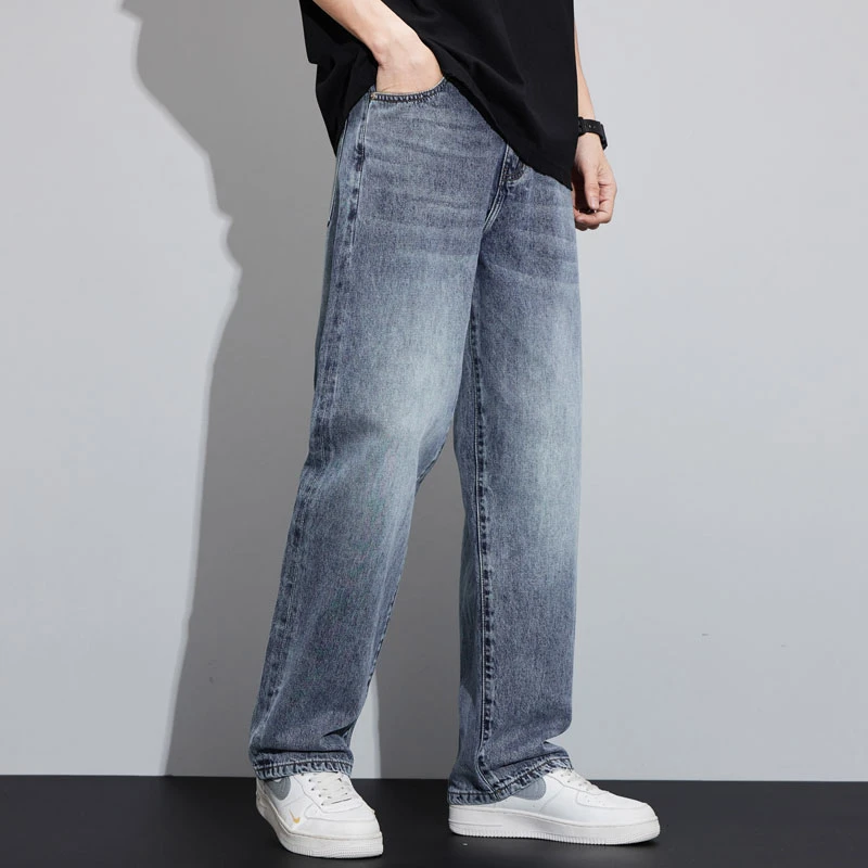 Summer Autumn Denim Jeans Men's Loose Wide Leg Trendy Versatile Pants Straight Brand All Matching Young Pants High Quality