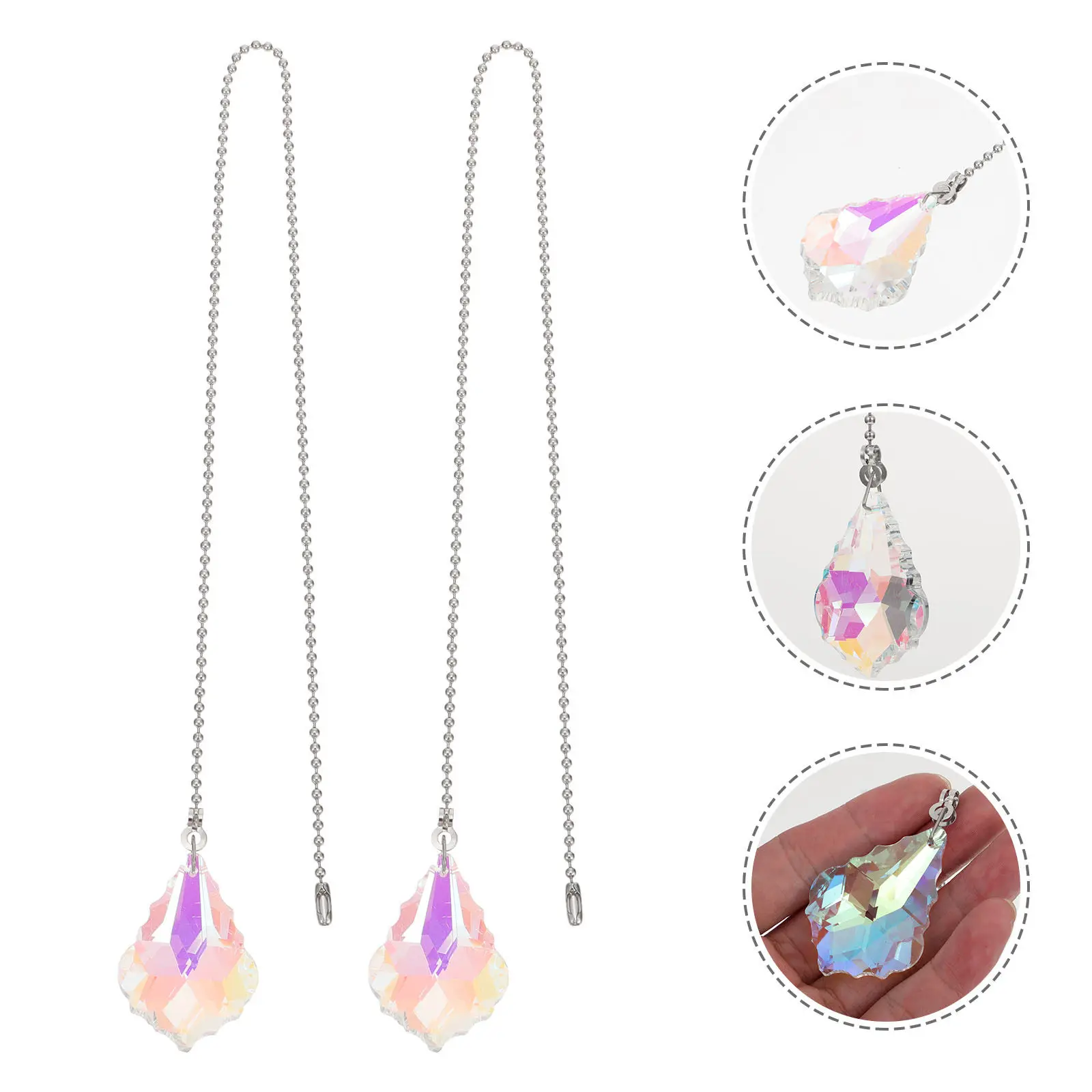 2Pcs Crystal Lamp Hanging Chain Decor Delicate Pendant Fan Crystal Pendants Window Curtain Hanging Decoration Indoor Light