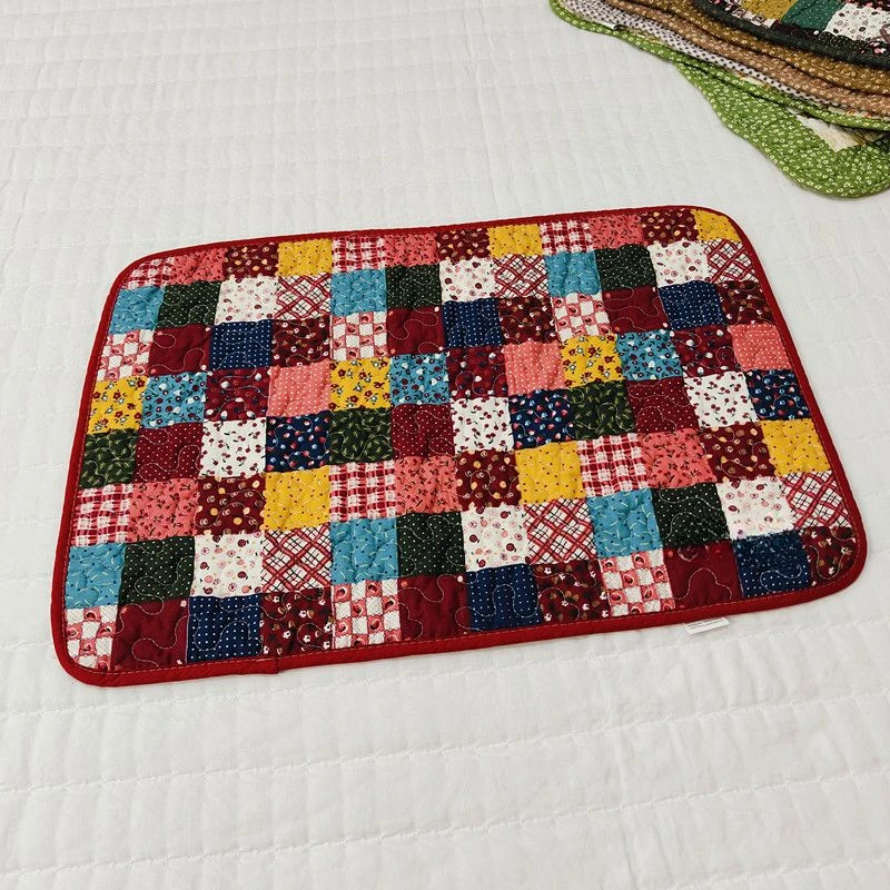 Japanese Retro Cotton Home Floor Mat Splicing Tablecloth 40×60 Water Absorption Anti Slip Pet Cotton Pad Fresh Floral Pattern