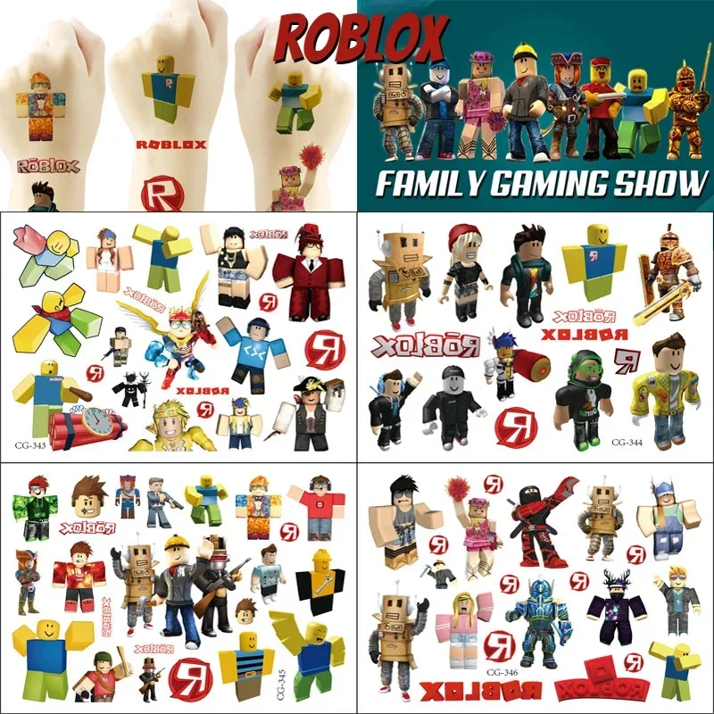 Roblox Cartoon Game Tattoo Sticker Children Birthday Party Decorate Waterproof Stickers Kids Birthday Gifts Toys