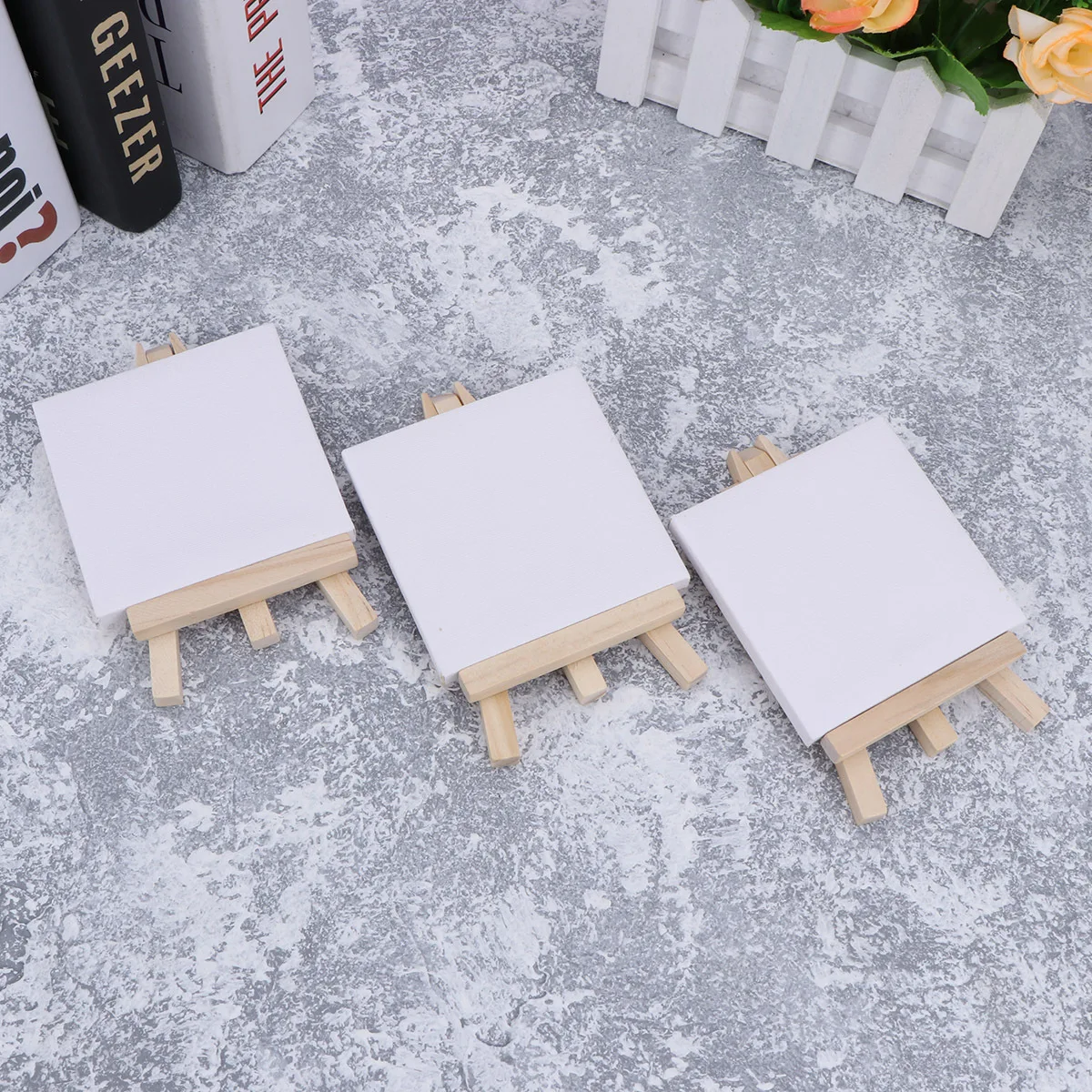 10Pcs Mini Canvas with Easel Wooden Easel for Painting Craft Drawing Decoration Art Activity Hand-Painted Board Set