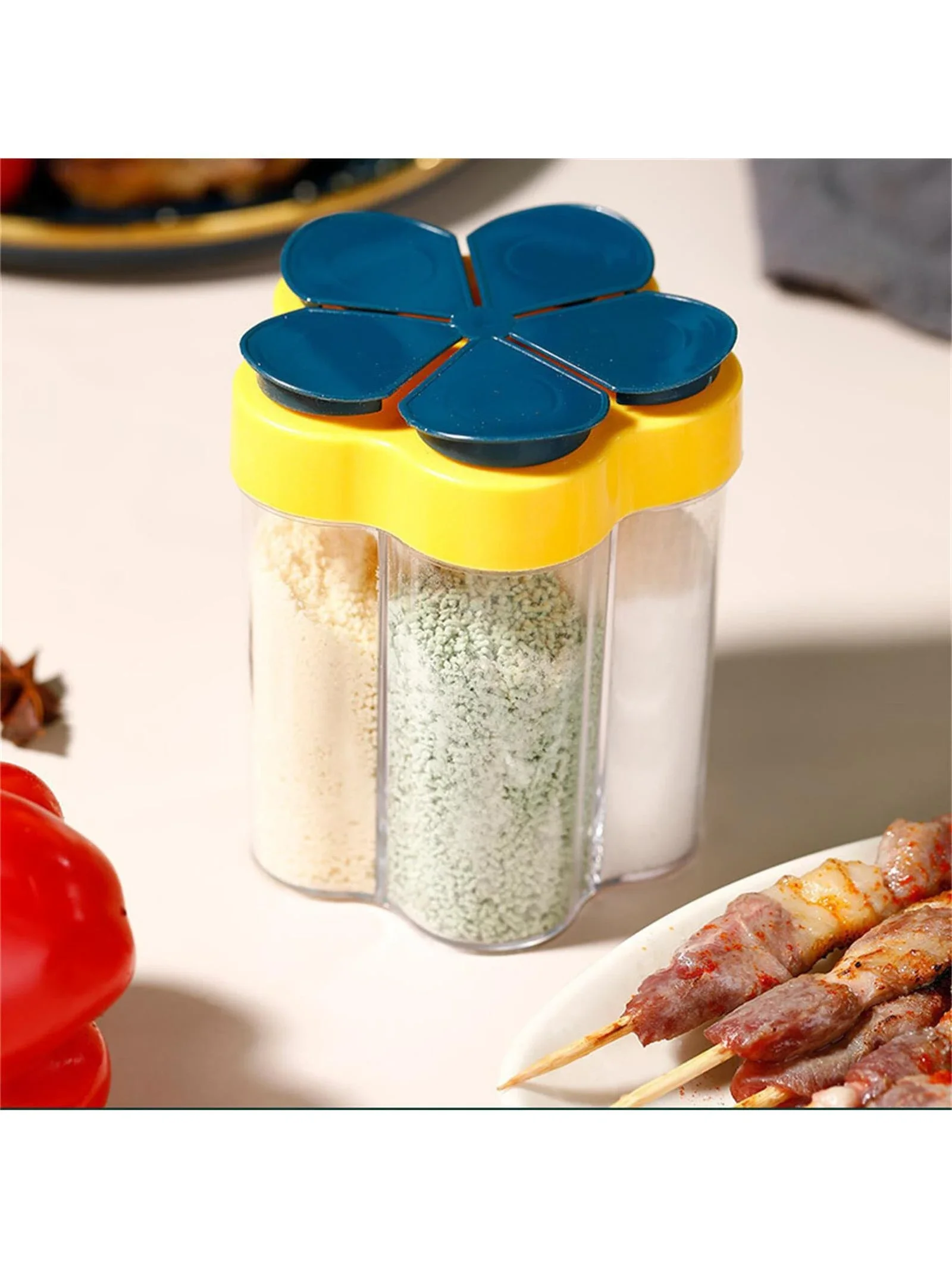 

1 Pc Five-In-One Kitchen Seasoning Box Seasoning Bottle Salt Can Msg Seasoning Seasoning Box Household Multi-Color Optional Seas