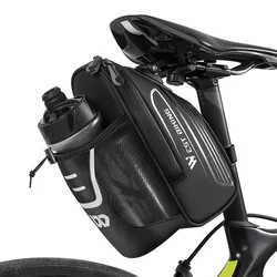 WEST BIKING 1.6L Bike Saddle Bag Waterproof Bicycle Seat Bag with Water Bottle Holder And 180° Adjustable Bracket for MTB Road