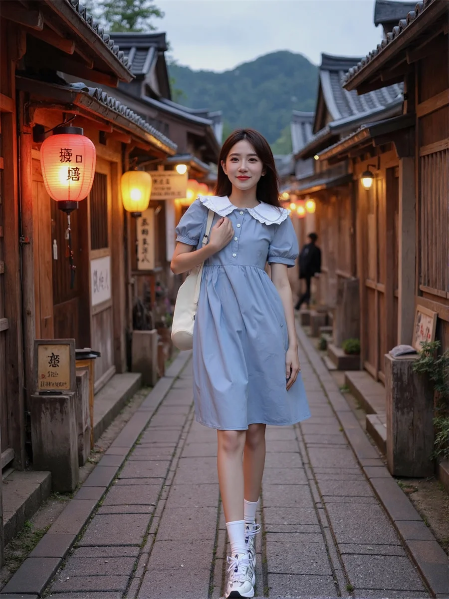 فستان صيفي نسائي امرأة 2025 نمط ياباني رقبة على شكل حرف v خط عنق على شكل قلب رقبة منخفضة قطع منخفضة على شكل قلب رغبة حارة حارة مغرية