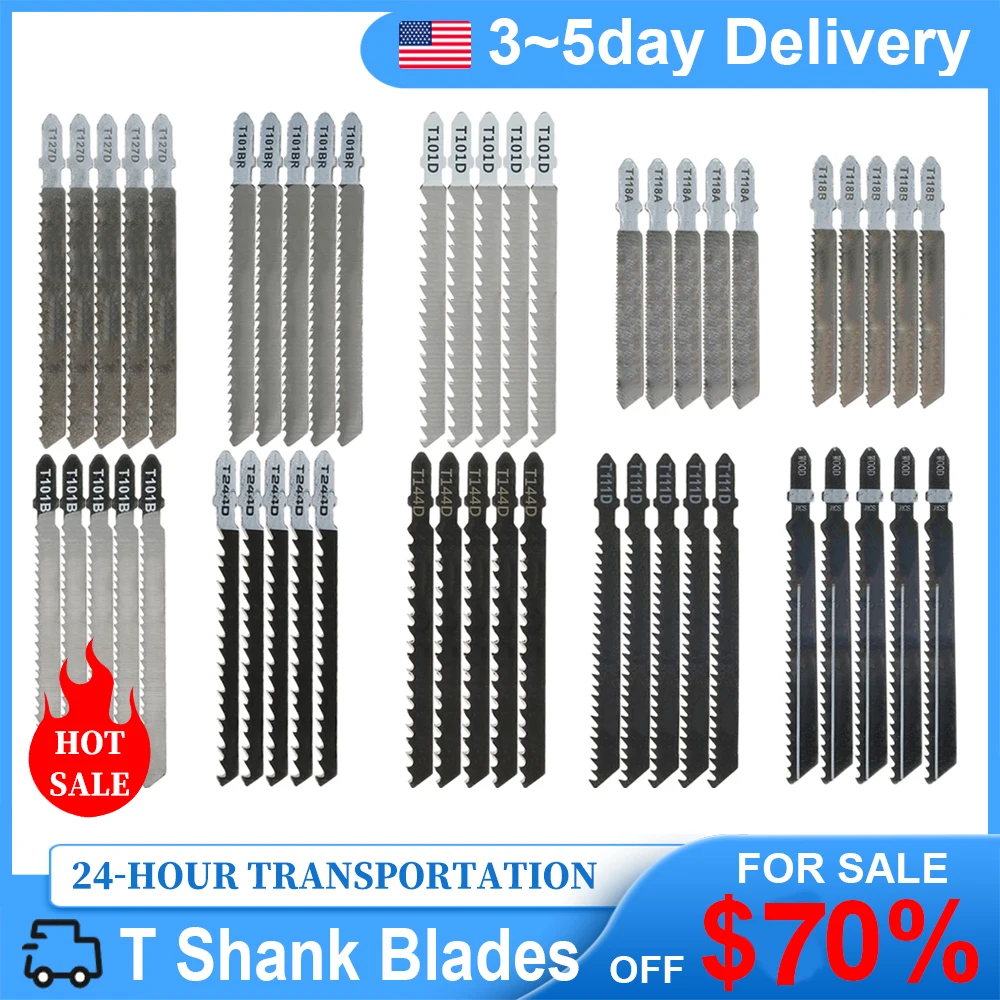 

55/100/165Pcs Jig Saw Blades Set HCS Assorted Saw Blade with T-shank for Wood Plastic and Metal Cutting Blades