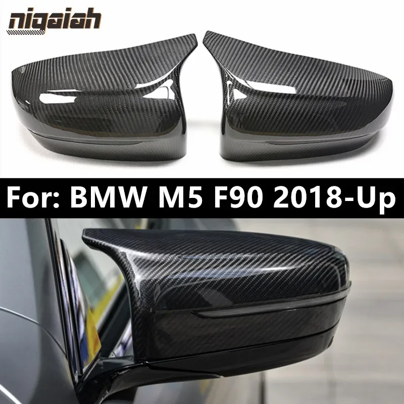 

Сухая крышка бокового зеркала из углеродного волокна для BMW M5 F90 2018 2019 2020, крышки зеркал заднего вида с левым рулем, дополнительный стиль, OEM, подходящий корпус