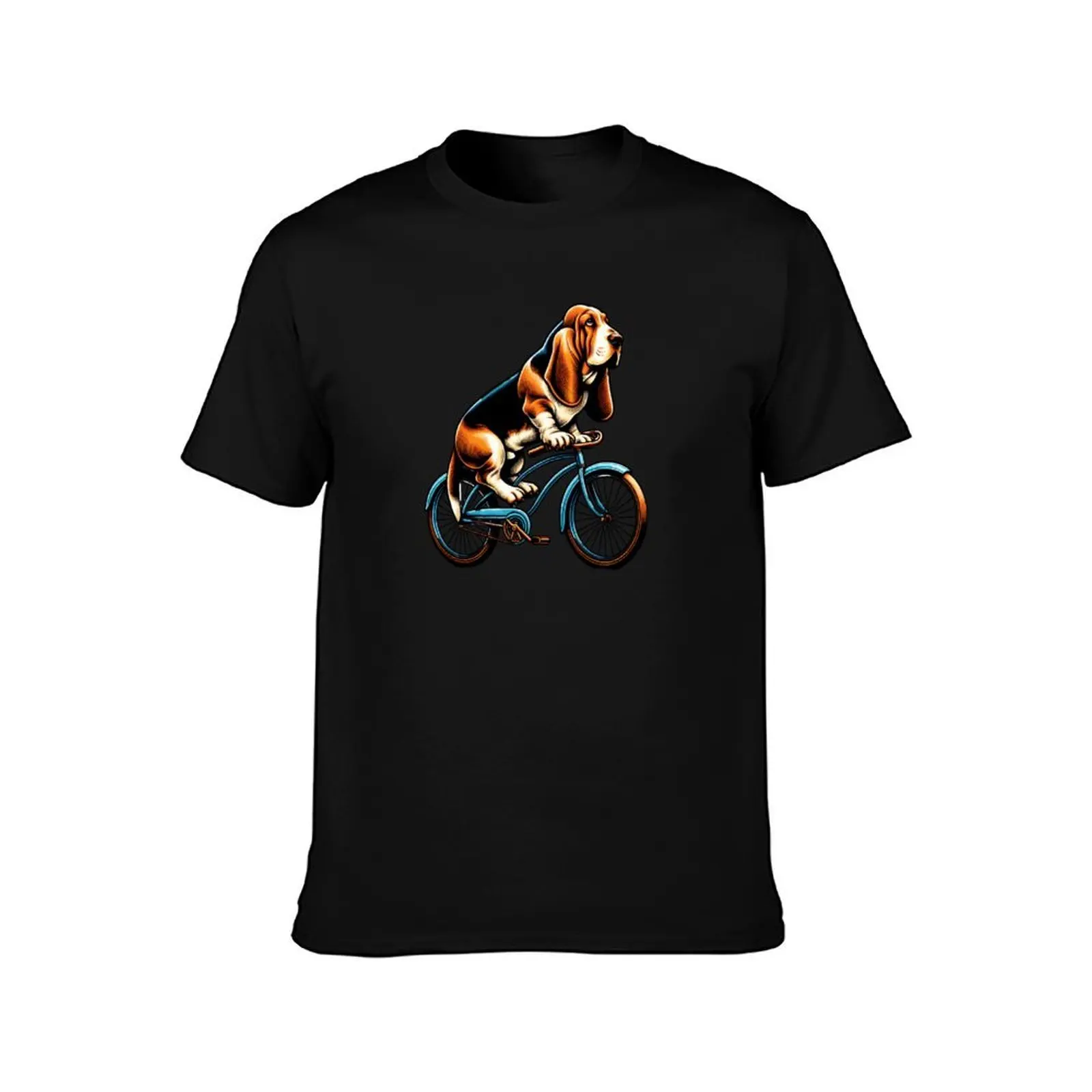 Basset Hound Cycling T-Shirt Breathable Basic Cotton T-Shirt