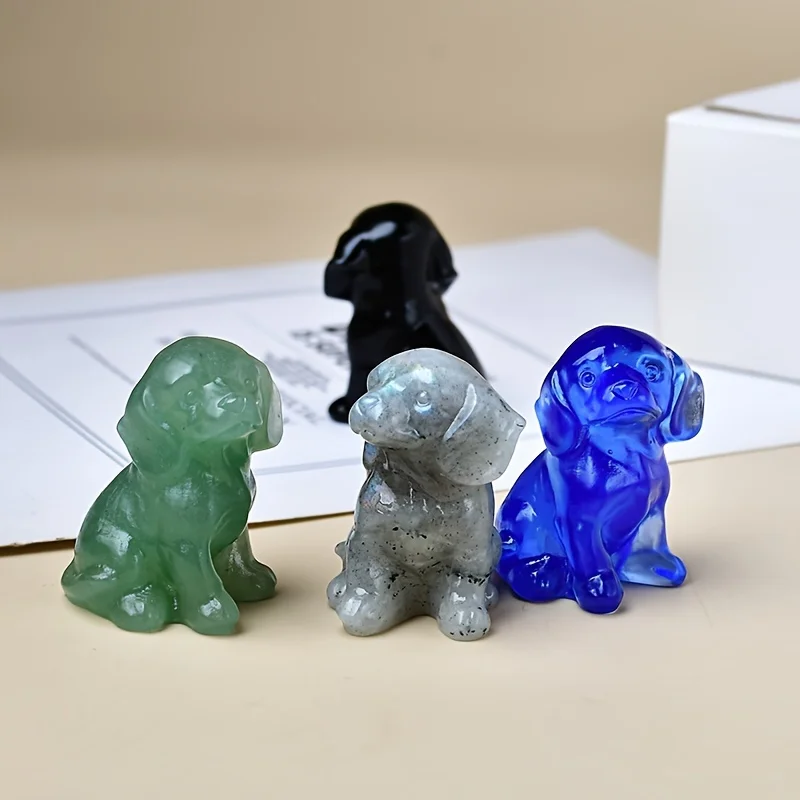 1pc CUPIDCRYSTAL Assorted Natural Rock Crystal Carving Puppy Figurine, Cute Animal Style, Pocket-Sized Stone, Home Decor