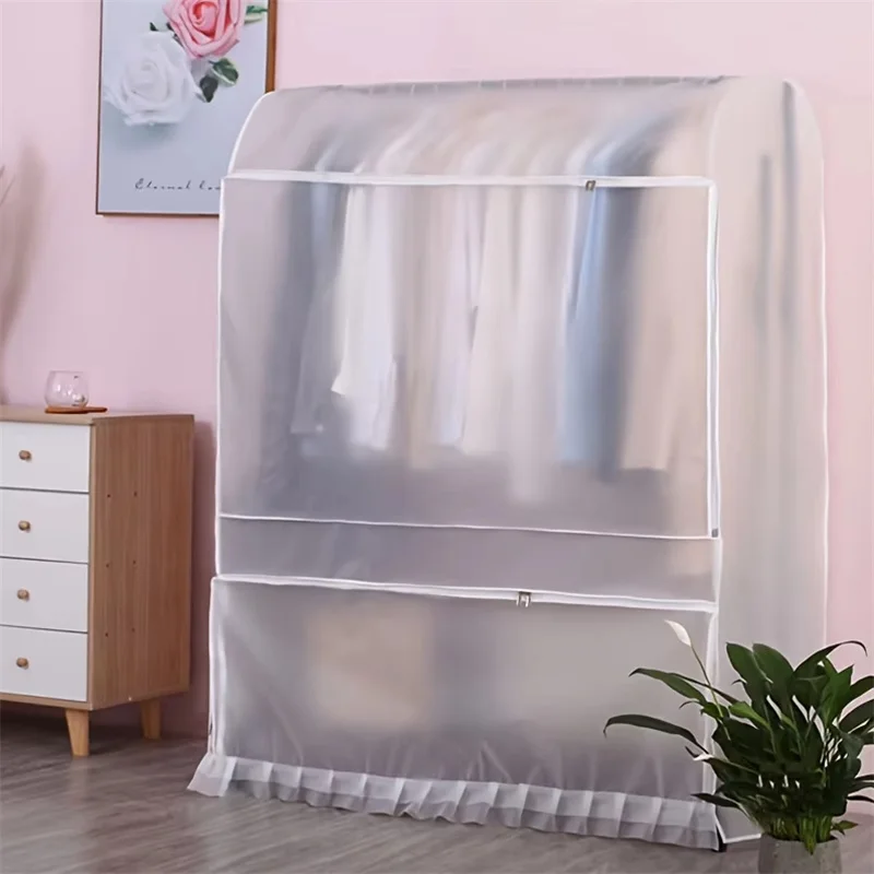 Translucent Floor Standing Hanger Dust Cover Home Coat Down Jacket Storage Dust Cover PEVA Waterproof Storage Hanger Cover