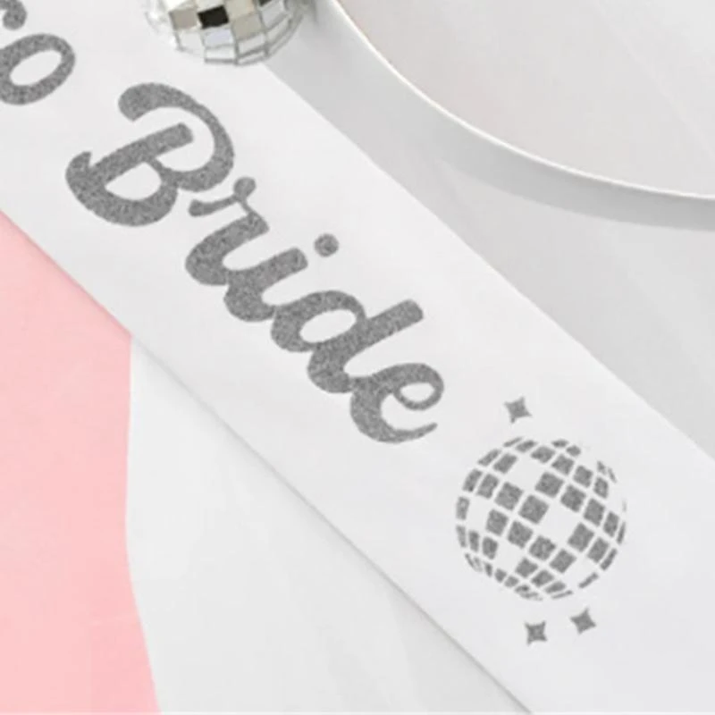 

652F Bridal Veils Bride To Be Sash And Veil For Bridal Shower Disco Bride Veil Disco Ball Headband Bachelorette Party