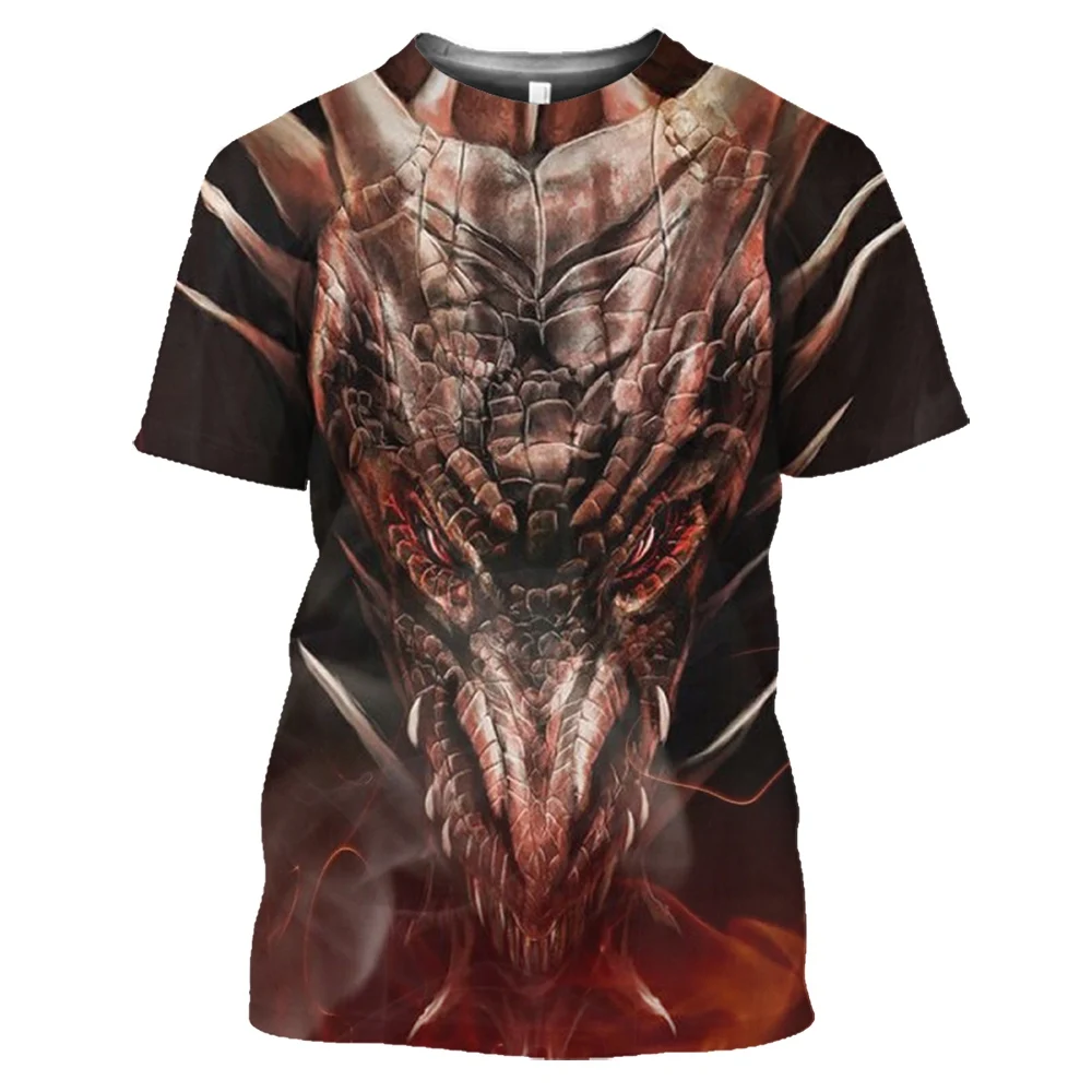 SONSPEE Horror Style Evil Fire Dragon 3D Printed Fashion T-shirt Men Women Animal Personality Streetwear Oversized Man's T-shirt