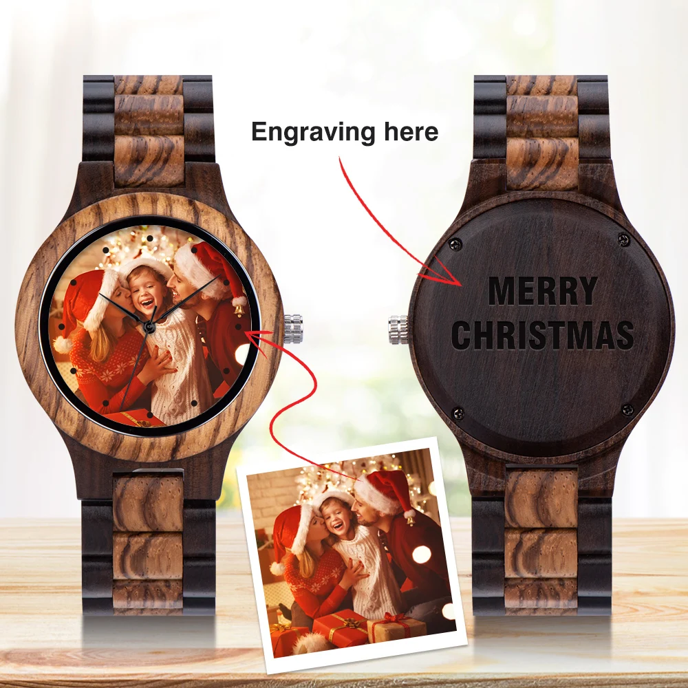 Engraved Watch Boyfriend Birthday Groomsmen Gift BOBOBIRD Wooden Quartz Wristwatch Men Fathers Day Anniversary Photo Custom Gift