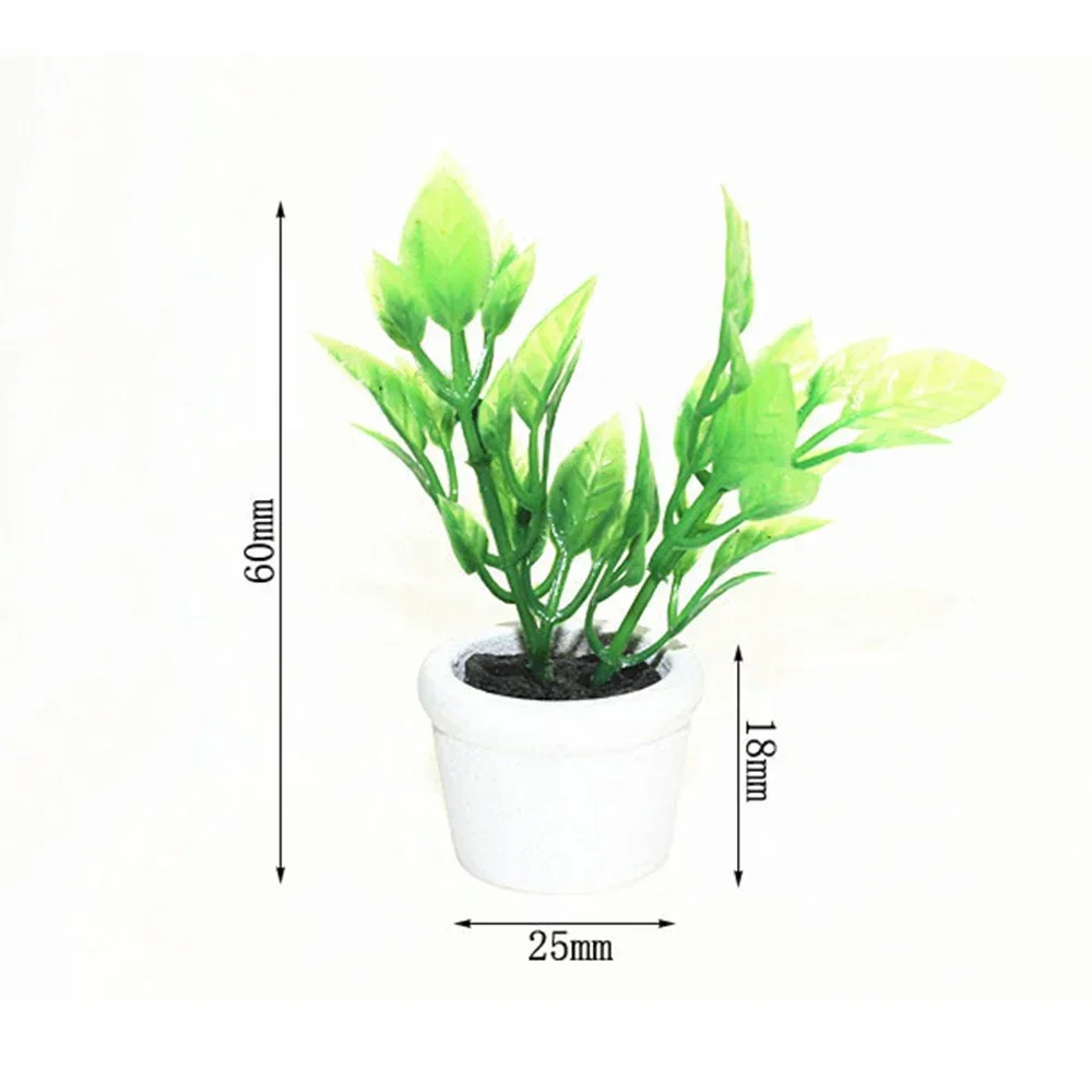 1/12 Doll House Miniature Plastic Potted Plants Simulation Green Plants Model Toys for Mini Decoration Dollhouse Accessories