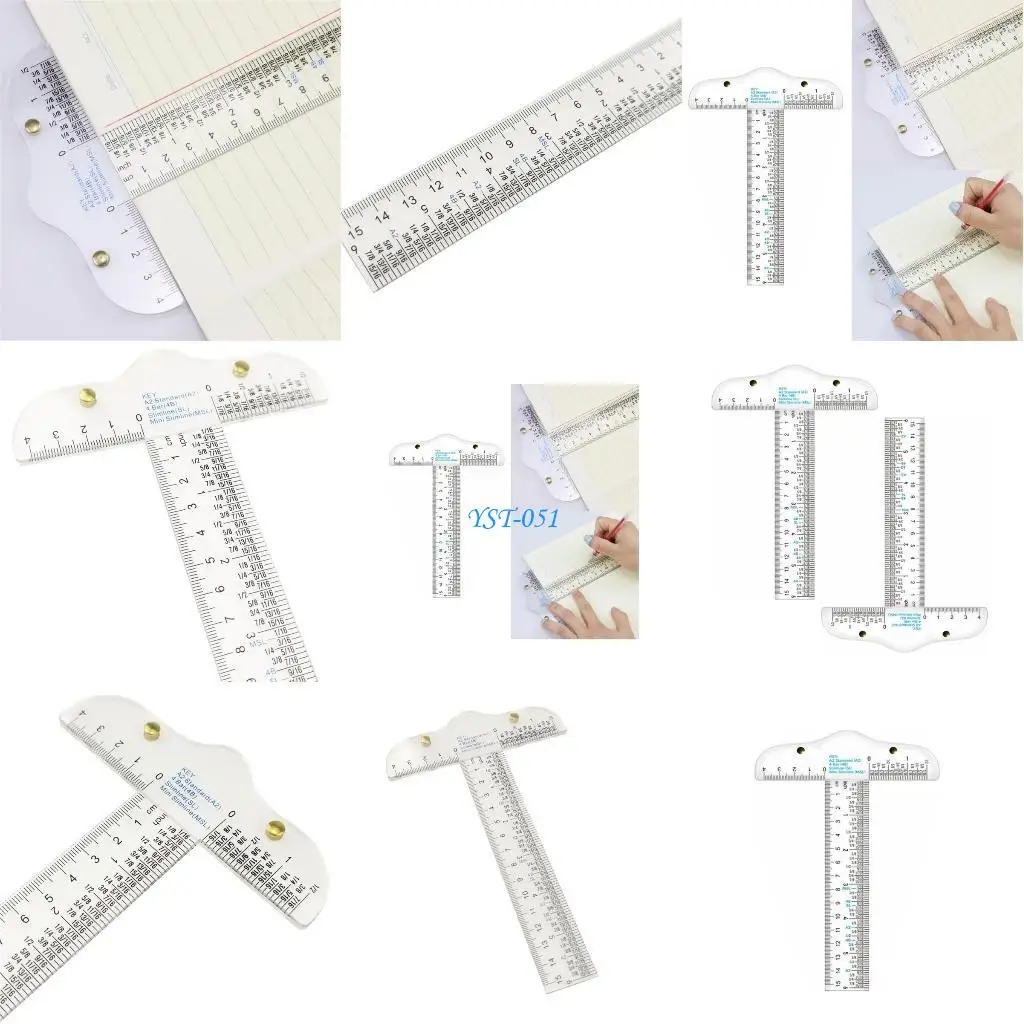 

E15A 6inch Clear Acrylic T-Square Ruler Clear Measurements Stationery Drawing Tool for Easy Reference While Crafting Handtool