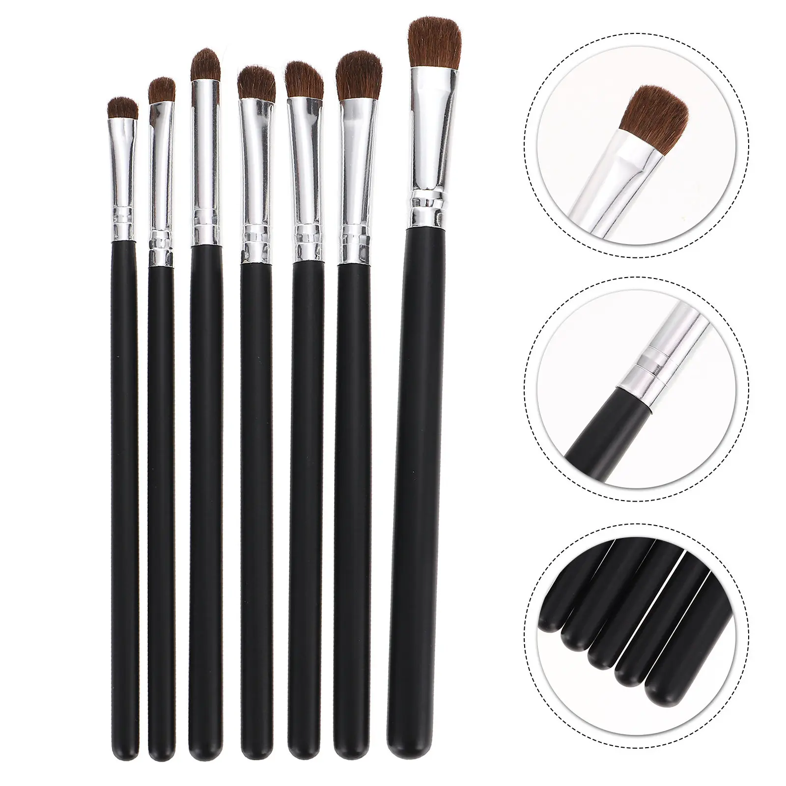 ชุดแปรงแต่งตา 7 ชิ้น แปรงแต่งหน้าระดับพรีเมียมสำหรับผู้หญิง ปลายแปรงเรียบลื่น ขนาดมาตรฐาน ใช้งานสะดวก สำหรับอายไลเนอร์และอายแชโดว์ ของขวัญสุดพิเศษ