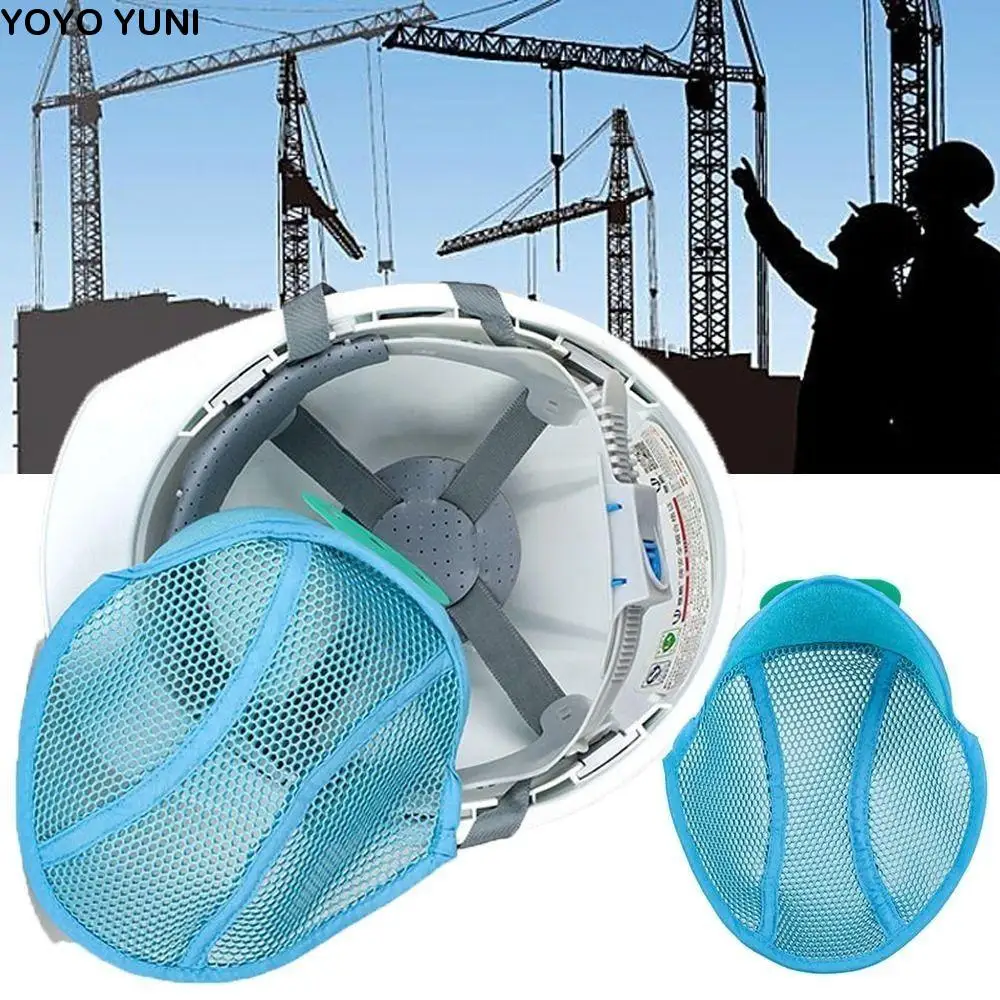 الأزرق خوذة الصلب قبعة بطانة العرق الفرقة وسادة التبريد إدراج بطانة تنفس شبكة امتصاص العرق الهواء شبكة بطانة وسادة الكبار #1