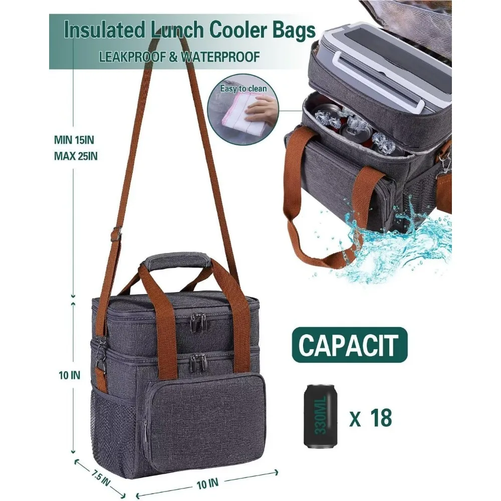 Electric Lunch Box Food Heater 80W, 3 in 1 Heated,Portable Food Warmer Self Heating Box for Men with Large Insulated Lunch Bag