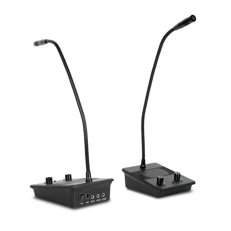 High Clear Dual Way Window Intercom System for Bank Pharmacy Railway Station Ticket Office - Desktop Interphone with Loudspeaker