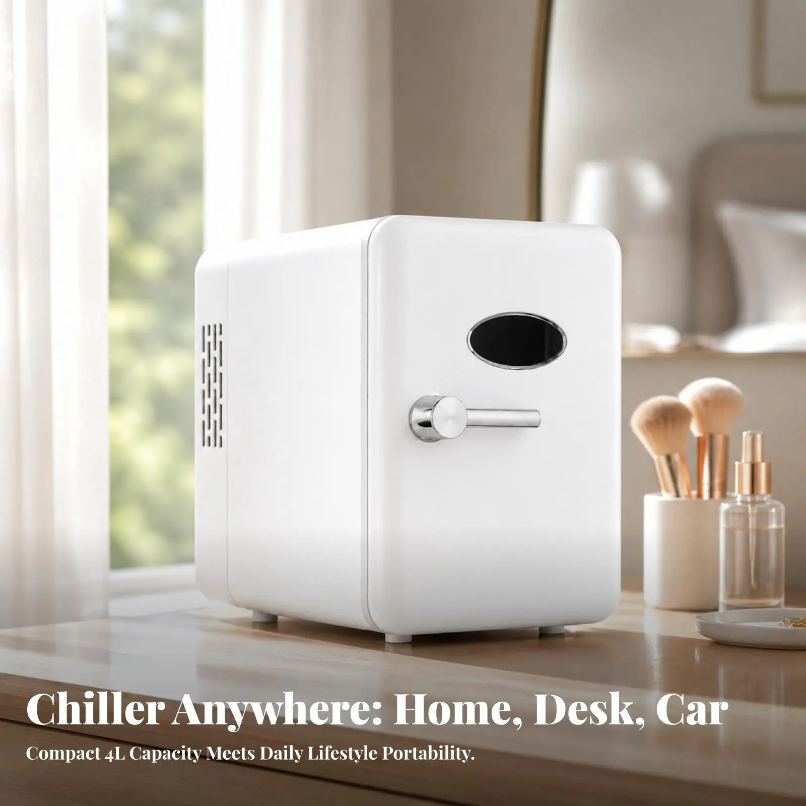 Compact Skincare Refrigerator | Mini Fridge with Viewing Window, Mini Refrigerator with Viewing Window, for Bedroom
