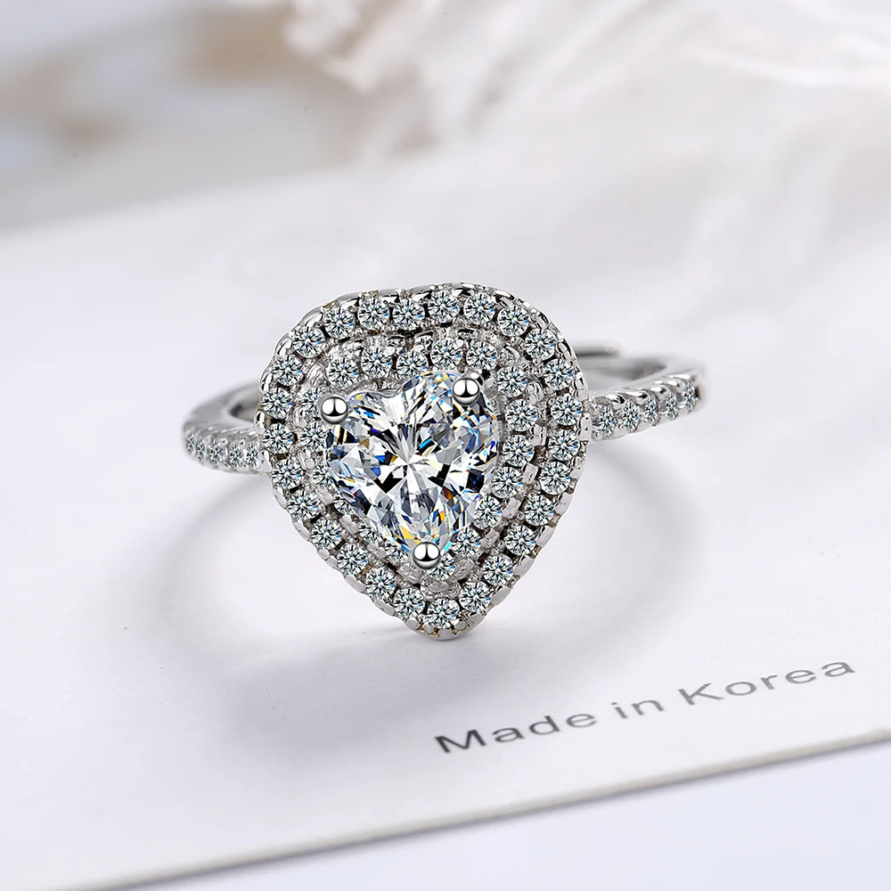 Heart Moissanite Ring Setting D Color VVS1 EX Lab Diamond Ring 925 Sterling Silver for Women Luxury Engagement Wedding Jewelry