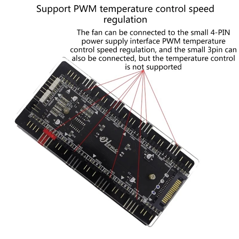 DN59 RGB Convertor 12V ADD-RGB to 5V ARGB Transfer Hub Fan Hub Control 4PWM Fan Speed Supports Fan with 3Pin/4Pin Cooling