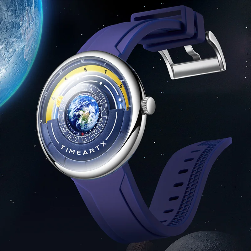 Timeartx 5700 حار بيع الأزياء الأرض ووتش للرجال الرياضة سيليكون حزام خاص الهاتفي القمر كوارتز ساعة اليد الرجال الساعات