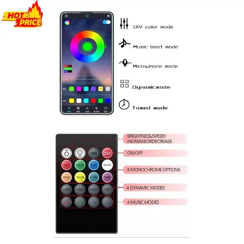 

Wireless LED Light Decorative Star Lamp Car Foot Lights Voice Control