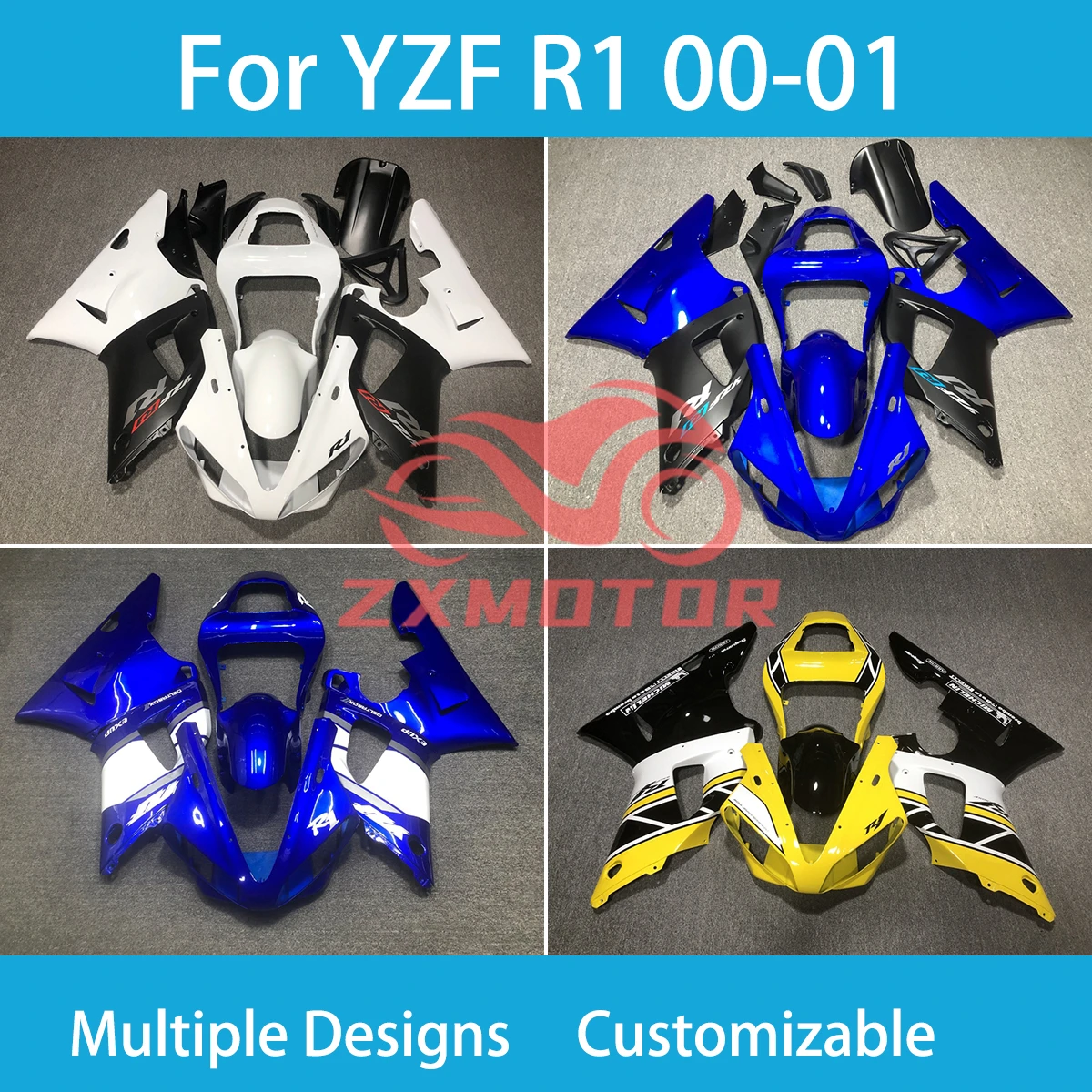 ABS Fairings for Yamaha YZF R1 00 01 High Quality Injection Customizable Motorcycle Accessories Shell Fairing Kit R 1 2000 2001