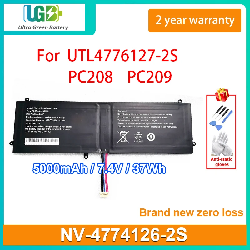 UGB New NV-4774126-2S Battery For IRBIS NB244 NB243 Smartbook 141 Z142 PC208 PC209 UTL4776127-2S GSP3866123HV Battery 7.4V