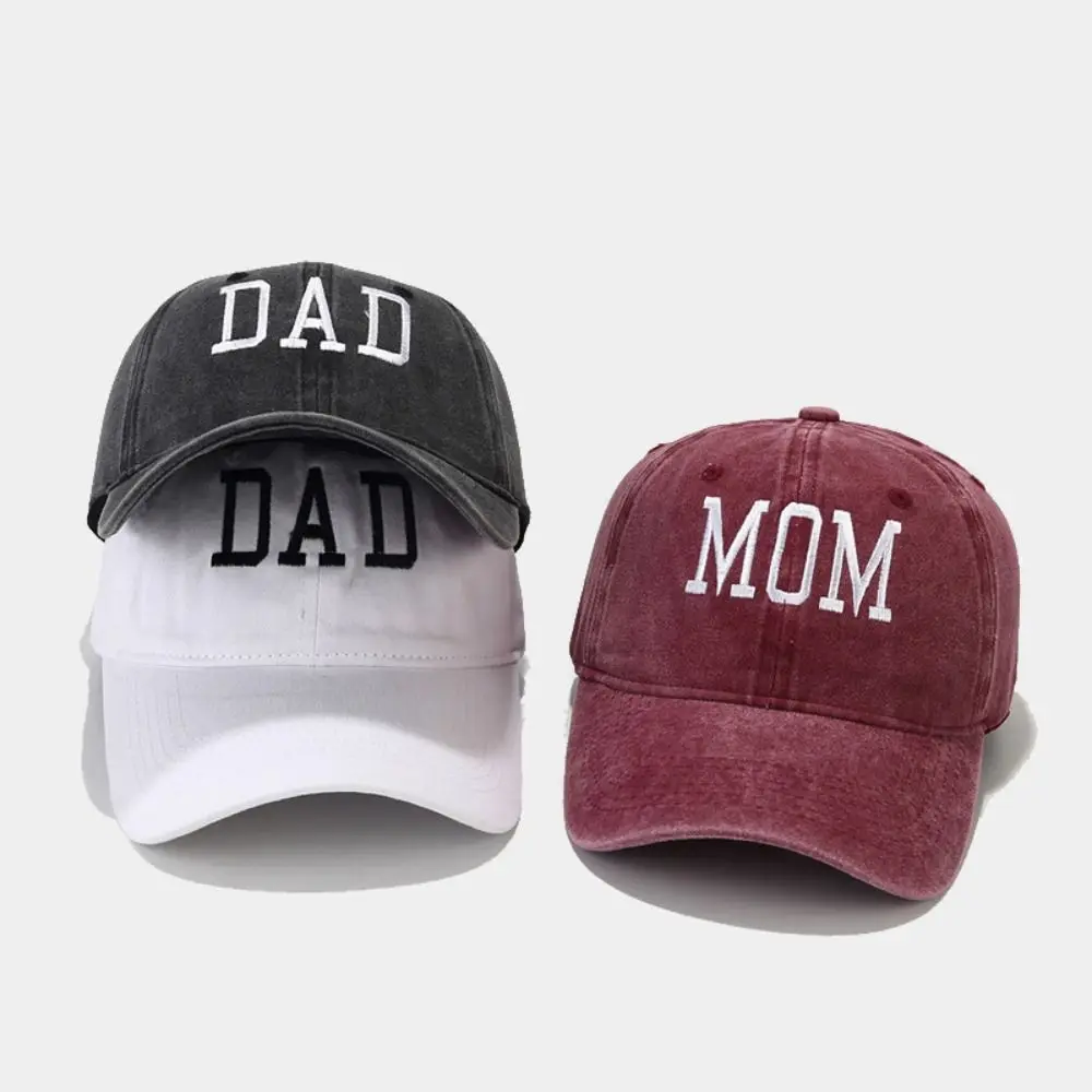 Apparel Accessories Creative Dad and Mom Baseball Cap Denim Cotton Sunscreen Hat Hip Hop Solid Color Sun Hat Summer 2