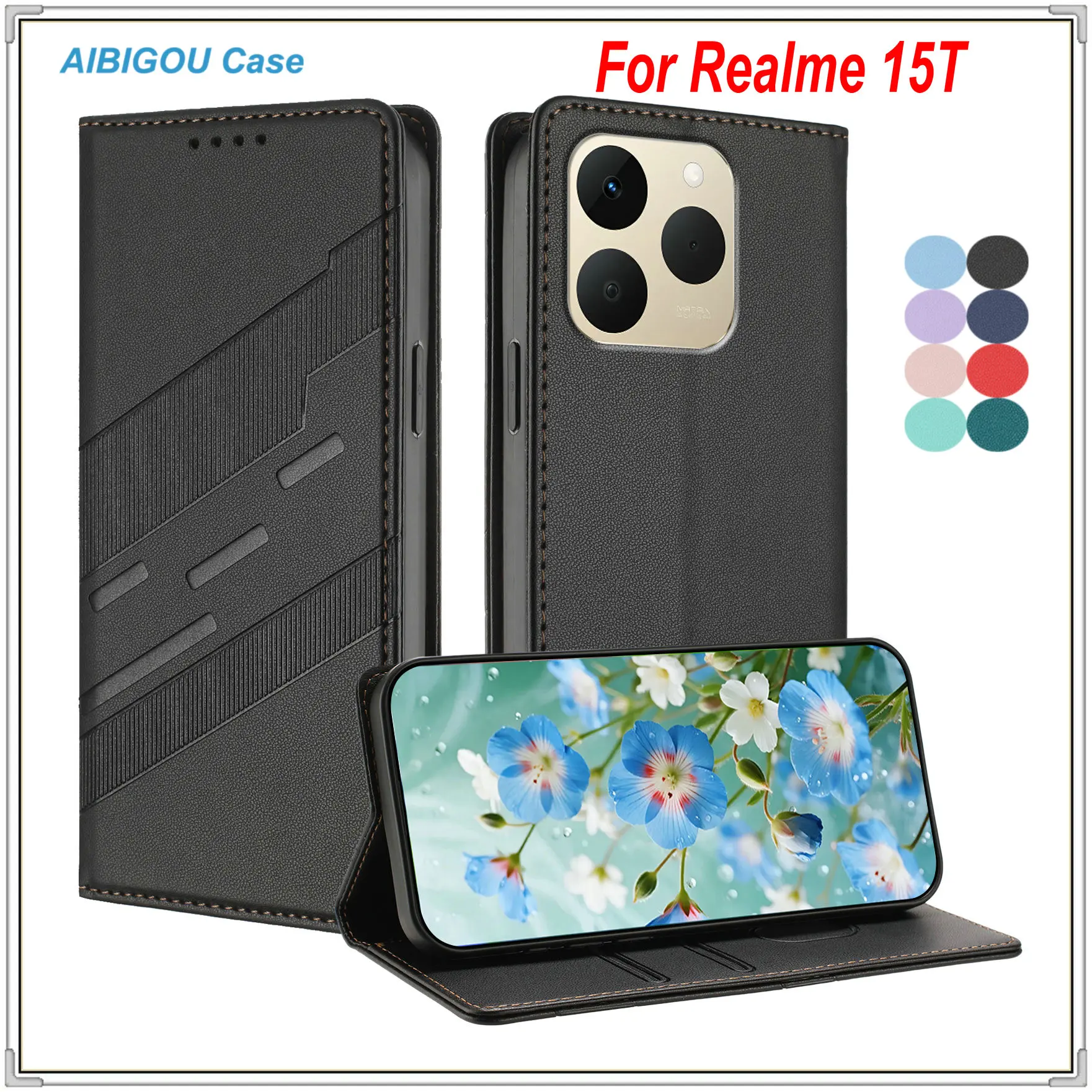 

Для Realme 15T Realme15 T Роскошный кожаный чехол в стиле ретро, кошелек с книгой, откидной магнит, автозакрытый, полное покрытие, сумки для телефона Rea lme 15T